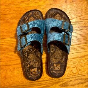 Blue Velvet Muk Luk Sandals
